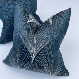 Art Deco Pillow Cover, John Lewis Fan Fabric, Cushion Navy Throw Designer Fabric - Worldwide Shipping - thumbnail 3