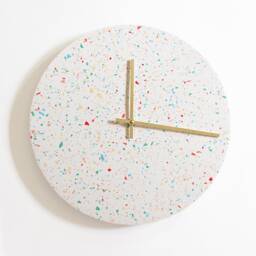Terrazzo Wall Clock, Modern Resin Clock With Brass Details - thumbnail 1
