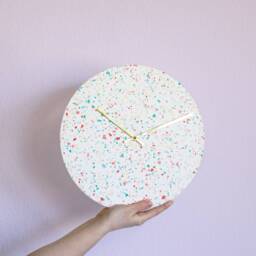 Terrazzo Wall Clock, Modern Resin Clock With Brass Details - thumbnail 2