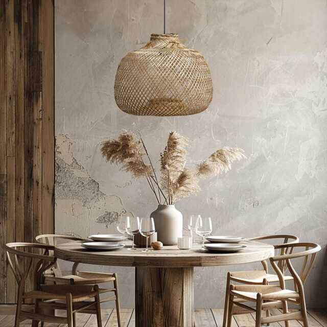 Handmade Bamboo Pendant Light Boho Rustic Home Decor - image 1