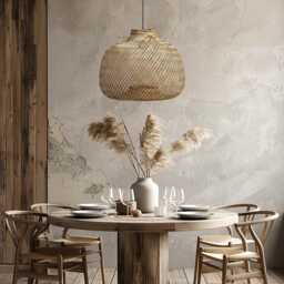 Handmade Bamboo Pendant Light Boho Rustic Home Decor - thumbnail 1