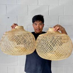 Handmade Bamboo Pendant Light Boho Rustic Home Decor - thumbnail 3