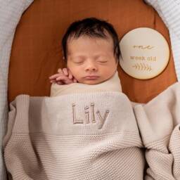Personalised Cotton Knit Baby Blanket Oatmeal - thumbnail 4