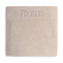 Personalised Cotton Knit Baby Blanket Oatmeal - thumbnail 2
