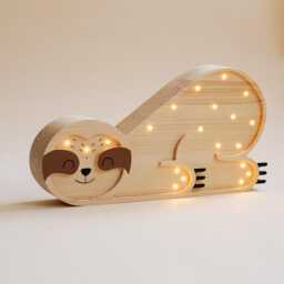 Woodland Sloth Wooden Kids Lamp Adorable Nursery Lighting, Decorative Bedside Nightlight, Perfect Personalized Gift For - thumbnail 3