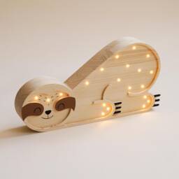 Woodland Sloth Wooden Kids Lamp Adorable Nursery Lighting, Decorative Bedside Nightlight, Perfect Personalized Gift For