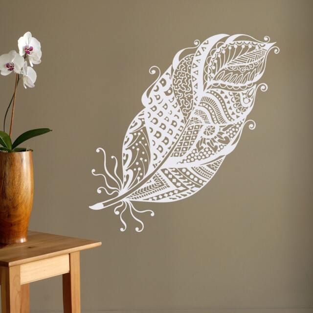 Boho Feather Wall Decal Bohemian Bedroom Decor P110 - image 1