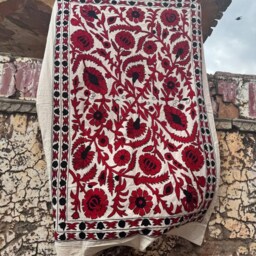 Uzbek Suzani Throw Quilt Blanket Hand Embroidered Multicolor Bohemian Style - thumbnail 2