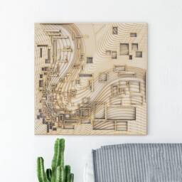 Flow Layered Wood Carving, Minimalist Style Laser Cut Craft, Modern Home & Office Decor