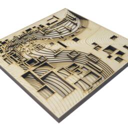 Flow Layered Wood Carving, Minimalist Style Laser Cut Craft, Modern Home & Office Decor - thumbnail 4