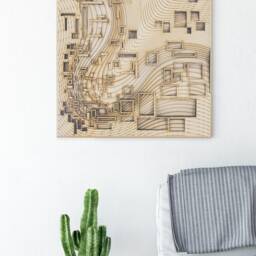Flow Layered Wood Carving, Minimalist Style Laser Cut Craft, Modern Home & Office Decor - thumbnail 2