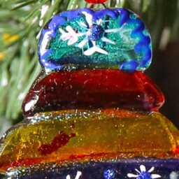 Snowman Glass Christmas Ornament Hand Painted Fused Art Unique Home Decor - thumbnail 3