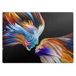Colorful Faces in Motion Computer Chair Mat, Black Office Abstraction Vinyl Floor Protector, Protector - thumbnail 2