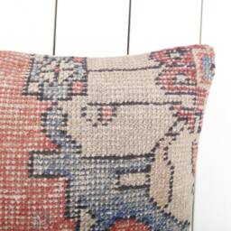 Vintage Turkish Kilim Pillow Cover 16x16 Handmade Anatolian Cushion - thumbnail 3