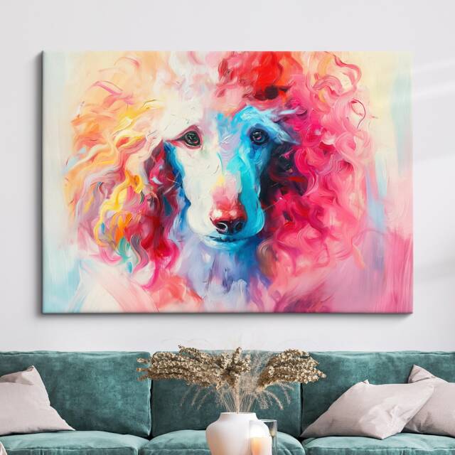 Poodle Abstract Oil Painting Framed Print & Canvas Large Sizes Wall Art Poster Pet Luxury Home Decor Interior Dog Lover Gift Idea - image 1