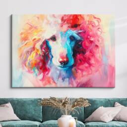 Poodle Abstract Oil Painting Framed Print & Canvas Large Sizes Wall Art Poster Pet Luxury Home Decor Interior Dog Lover Gift Idea - thumbnail 1