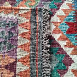 Tribal Rug Multicolour, Handmade Artisan Afghan Turkish Aztec Geometric Wool Kilim 147x102 cm - thumbnail 3