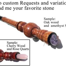 Mcgonagall Wand, Fully Hand-Carved Black Cherry Wood, Custom Crystal, Personal Gemstome - thumbnail 4