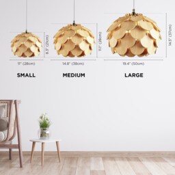 Mid-Century Modern Wood Pendant Light Lotus Design, 17 Ft Cord - thumbnail 4