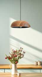 Wood Pendant Light For Kitchen Island, Modern Hanging Lamp, Wood Fixture