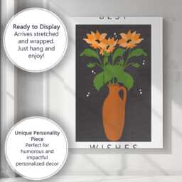 Rustic Orange Flower Bouquet in Earthenware Jug Canvas Wall Art Print Decor Picture Ready To Hang - thumbnail 3