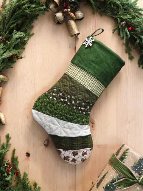 Personalized Quilted Christmas Stocking, Patchwork Design, Farmhouse Decor - image 1