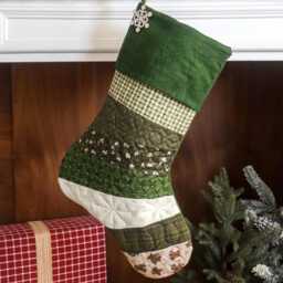 Personalized Quilted Christmas Stocking, Patchwork Design, Farmhouse Decor - thumbnail 2