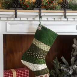 Personalized Quilted Christmas Stocking, Patchwork Design, Farmhouse Decor - thumbnail 3
