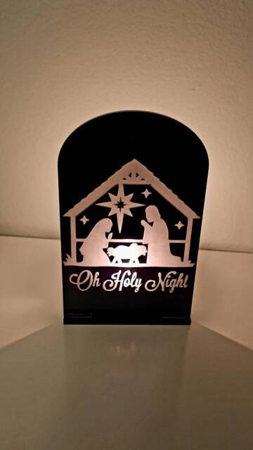 Mirror Perspex Nativity Scene Tea Light Holder, Christmas Decoration - image 1