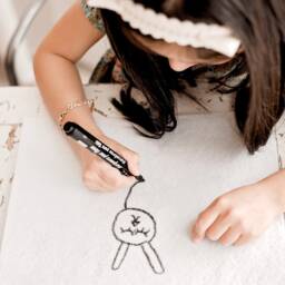 Easter Bunny Cushion - Childrens Drawing Personalised Rose Gold Kids Room Decor - thumbnail 3