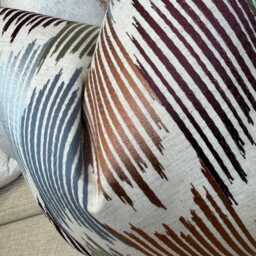 Abstract Cushion Cover - Modern Home Decor Pillow Embroidered Design John Lewis Valle Ikat Fabric Lake Blue Multi - thumbnail 2