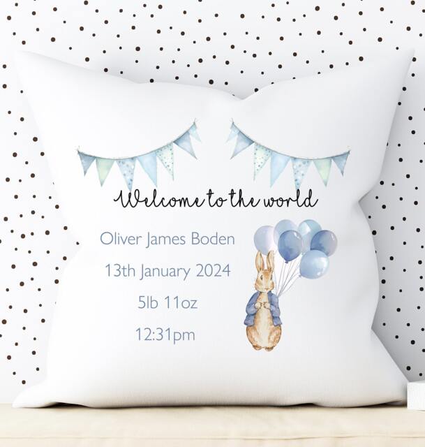 Personalised New Baby Cushion. Welcome To The World Gift - image 1