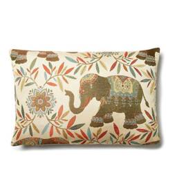 Lucky Elephant Decorative Pillow Cushion Cover - Accent Throw Earthy Color Jacquard - thumbnail 2
