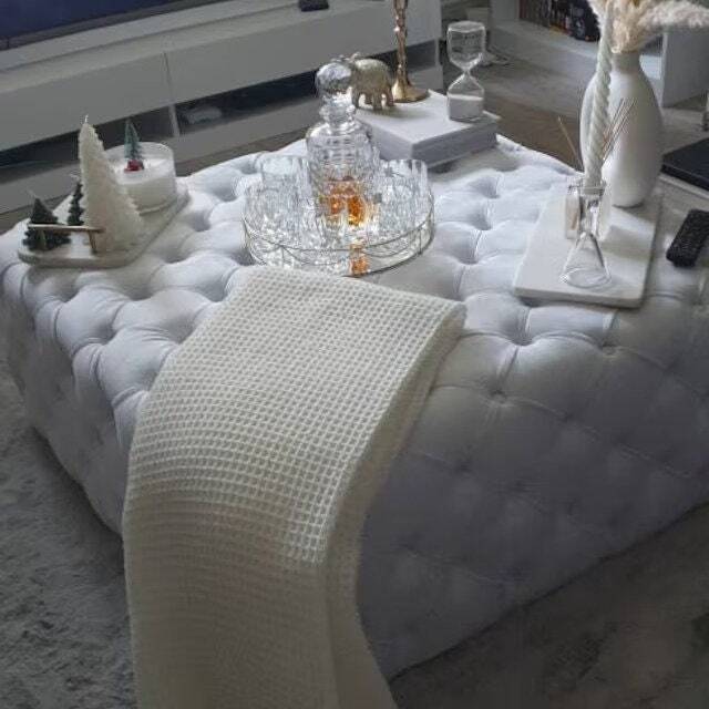 Handmade Tufted Chesterfield Footstool Coffee Table Bench - image 1