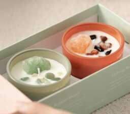 Crystal Infused Soy Candles - Green Jade, Himalayan Salt Luxury Drawer Gift Box