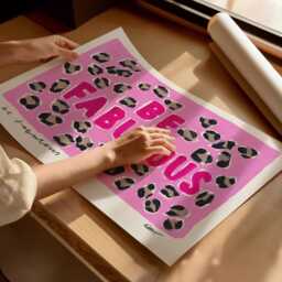 Be Fabulous Painting Art Print/Hand Painted Abstract Leopard Pink Colourful - thumbnail 3