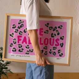 Be Fabulous Painting Art Print/Hand Painted Abstract Leopard Pink Colourful - thumbnail 2