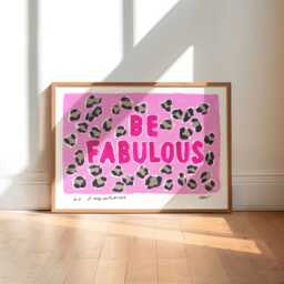 Be Fabulous Painting Art Print/Hand Painted Abstract Leopard Pink Colourful - thumbnail 1