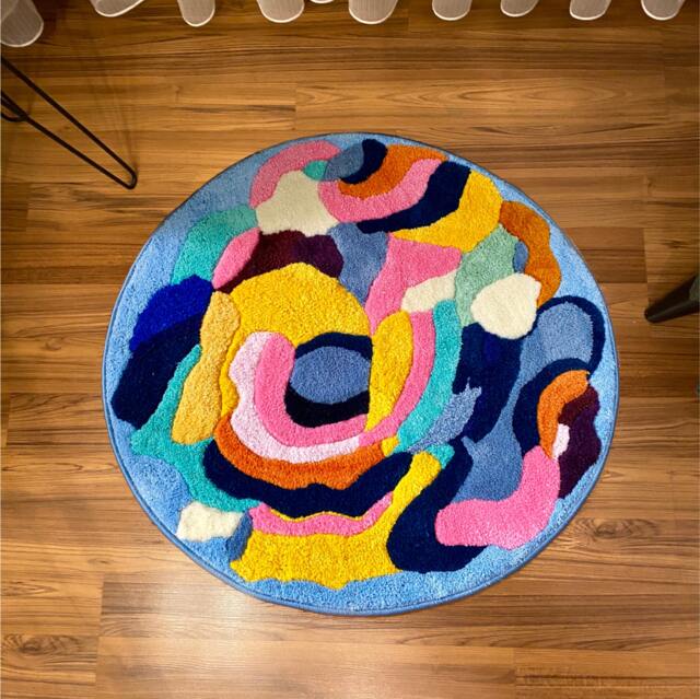 Handmade Colorful Circle Rug Modern Tufted Cotton-Acrylic Area Rug - image 1