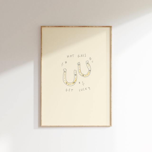 Hot Girls Get Lucky Wall Print - Girl Syndrome Poster Art Illustration Aesthetic Trendy Home Decor Horseshoe Charm - image 1
