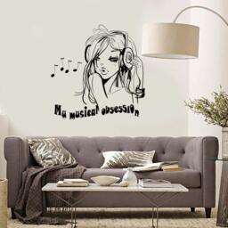 My Musical Obsession Wall Decal - Music Lover Vinyl Sticker For Bedroom, Studio, Or Home Decor - #1248Di - thumbnail 2