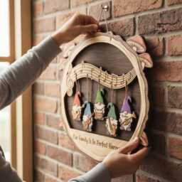 Personalized Musical Gnome Family Sign, Custom Wooden Harmony Wall Art, Music Lovers Decor - thumbnail 3