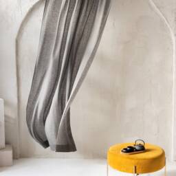 Linen Dark Curtains in Graphite Color. Rod Top Pocket Drape. Tob Tab Curtain. Curtain With Multifuncional Heading Tape - thumbnail 3