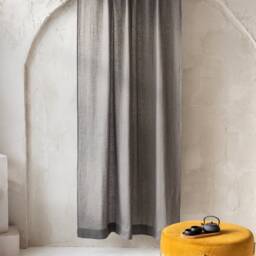 Linen Dark Curtains in Graphite Color. Rod Top Pocket Drape. Tob Tab Curtain. Curtain With Multifuncional Heading Tape - thumbnail 2