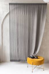 Linen Dark Curtains in Graphite Color. Rod Top Pocket Drape. Tob Tab Curtain. Curtain With Multifuncional Heading Tape