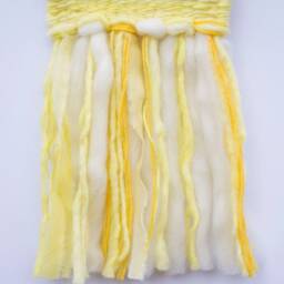 Mini Lemon Woven Wall Hanging, Weaving, Tapestry, Yellow, Fruit, Needle Felting, Small, Nursery Decor, Boho, Modern, Wool, Textile, Fiber - thumbnail 3