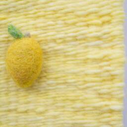 Mini Lemon Woven Wall Hanging, Weaving, Tapestry, Yellow, Fruit, Needle Felting, Small, Nursery Decor, Boho, Modern, Wool, Textile, Fiber - thumbnail 2