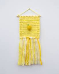 Mini Lemon Woven Wall Hanging, Weaving, Tapestry, Yellow, Fruit, Needle Felting, Small, Nursery Decor, Boho, Modern, Wool, Textile, Fiber