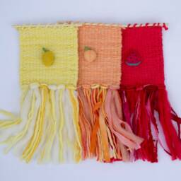 Mini Lemon Woven Wall Hanging, Weaving, Tapestry, Yellow, Fruit, Needle Felting, Small, Nursery Decor, Boho, Modern, Wool, Textile, Fiber - thumbnail 4
