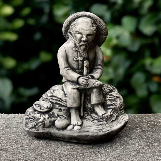 Sitting Man Catching Fish Sculpture Outdoor Fishing Decoration Concrete Fisherman Ornament Fisherman Lover Gift Yard Art Handmade - image 1